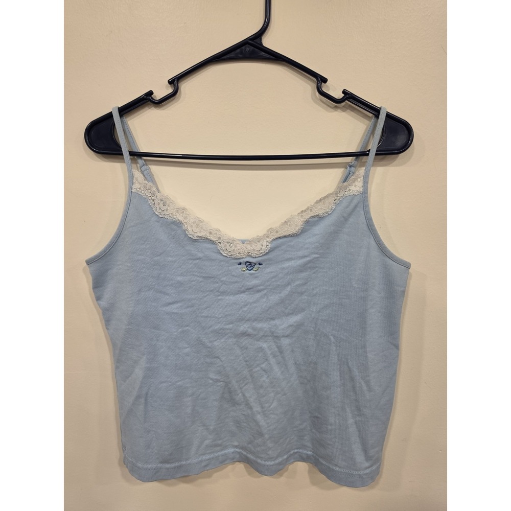Disney Store Blue Lace Trim Cami Tank Top Y2K Fairy Grunge Coquette Size M